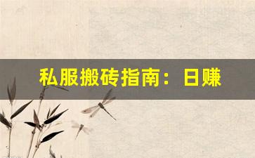私服搬砖指南：日赚 300 + 的打金技巧，挂机也能赚米